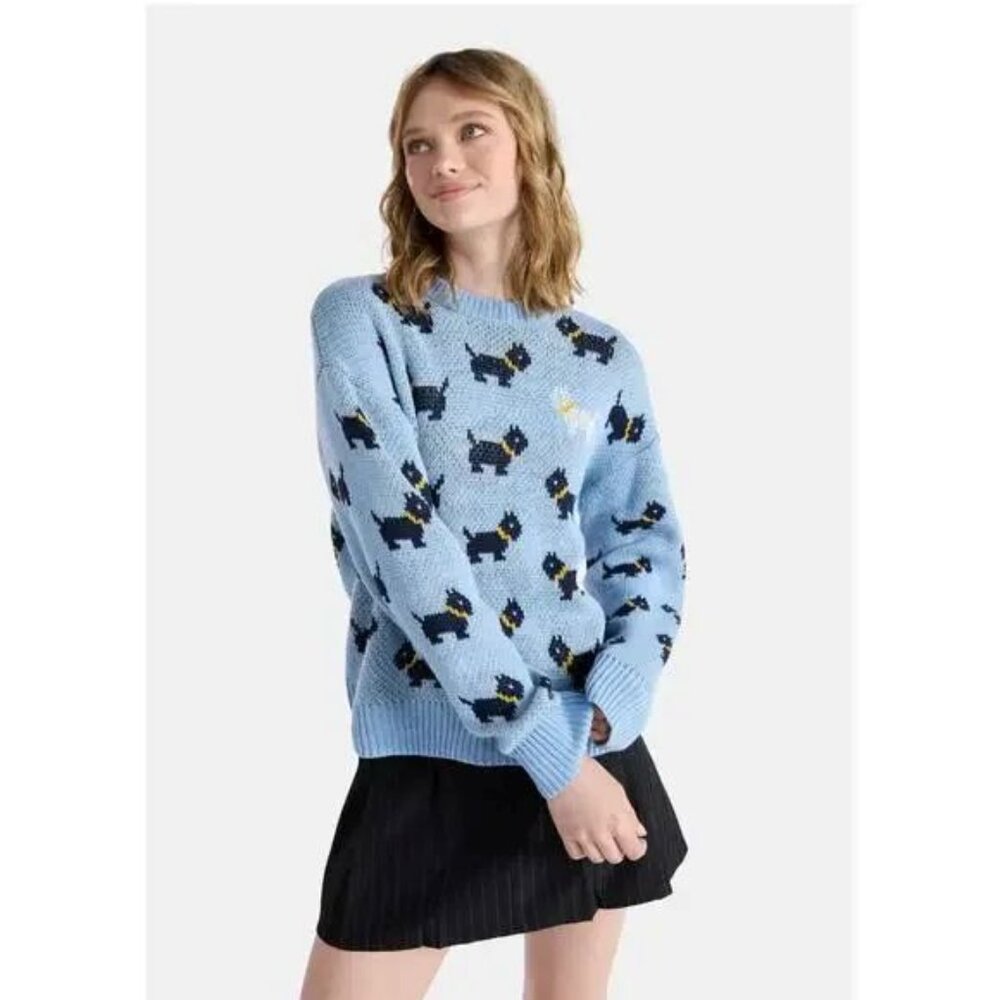 Stranger Things No Boundaries Scottie Dogs Light Blue Sweater XS/S NEW - Picture 2 of 13
